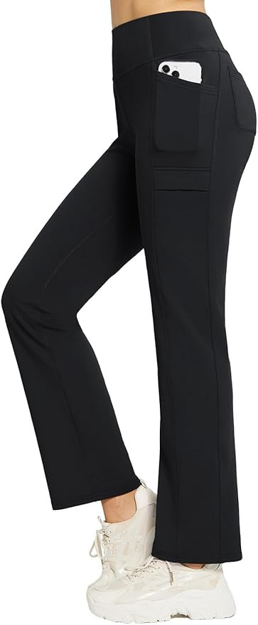baleaf Women's Fleece Lined Pants Yoga Pants Warm Thermal Winter High Waisted Straight Leg Leggin... | Amazon (US)