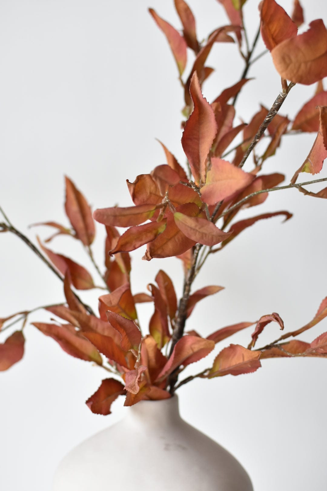 48" Faux Dried Chokeberry Fall Foliage Stem branch - Dried Orange Red | HouseFloral