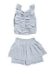 Girls 2pc Striped Ruffle Top And Shorts Set | Kids' Sets | Marshalls | Marshalls