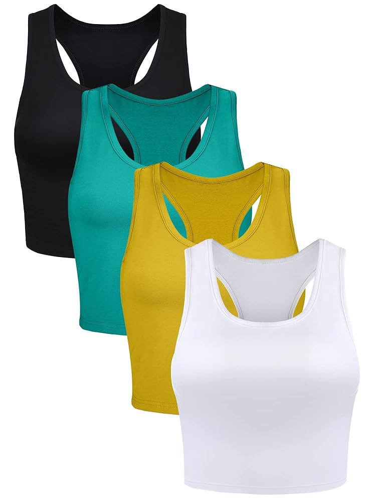 Boao 4 Pieces Basic Crop Tank Tops Sleeveless Racerback Crop Top for Women | Amazon (US)
