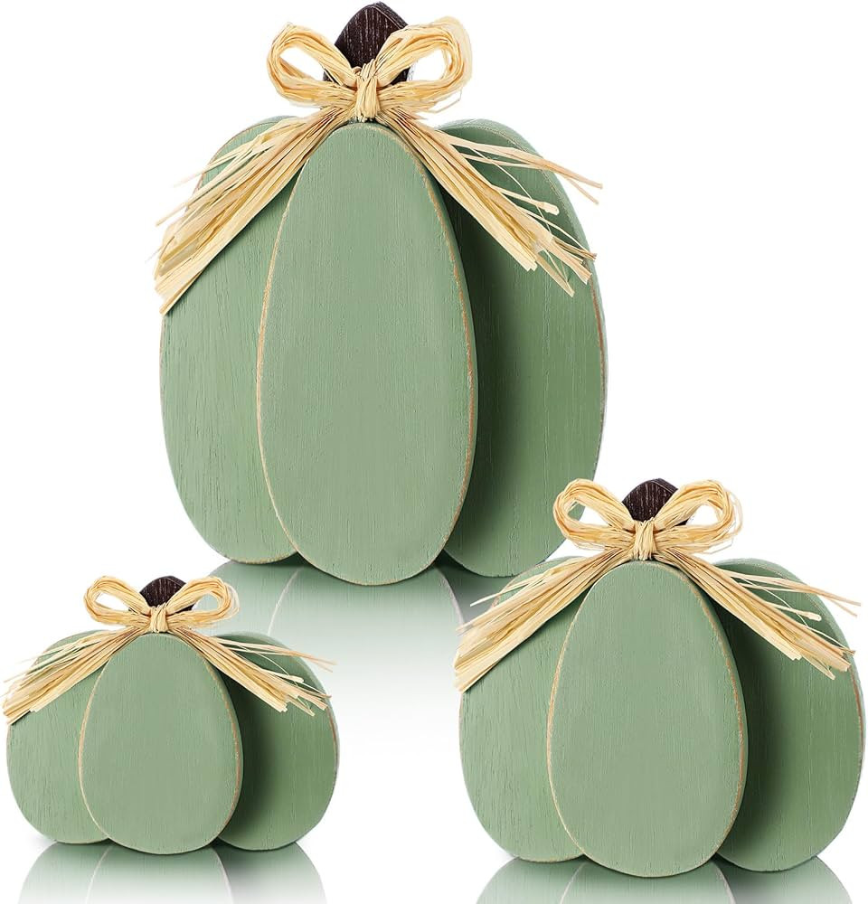 Ferraycle 3 Pcs Fall Pumpkin Decor Fall Wooden Signs 3D Pumpkin Tabletop Decor Farmhouse Sign Rus... | Amazon (US)