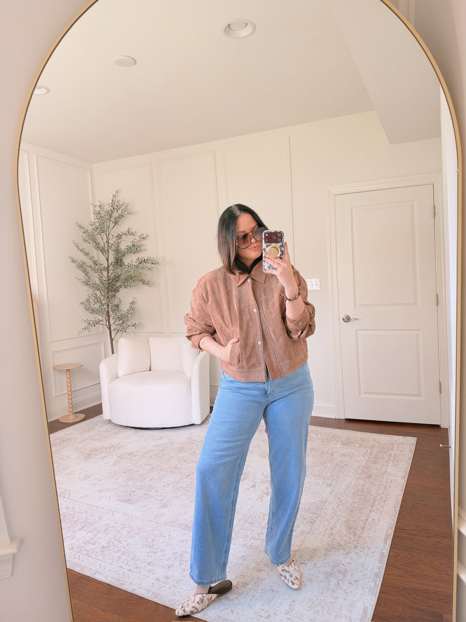 Wearing a XL in this jacket, size 14 in the jeans 

 #LTKSeasonal #LTKMidsize
