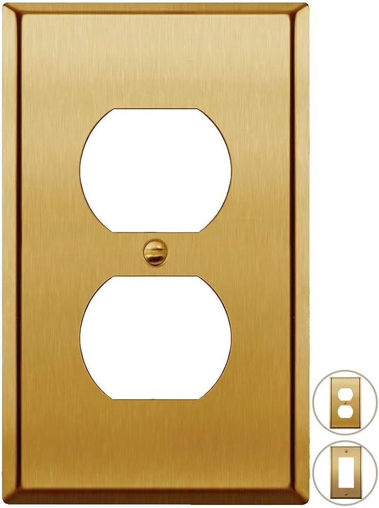 Rio Salto BRASS Metal Gold Outlet Cover Duplex or Light Switch Cover Wall Plate, STANDARD SIZE Si... | Amazon (US)