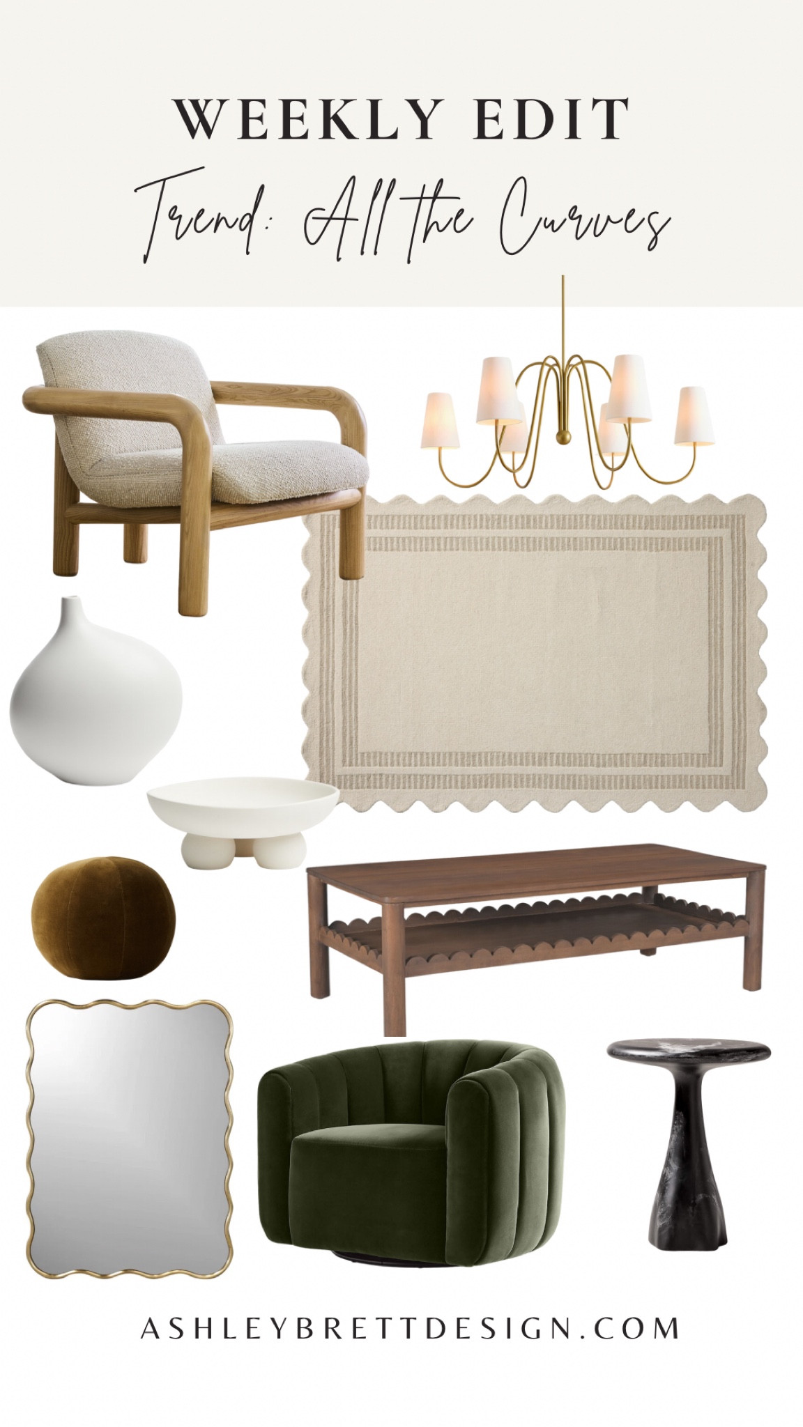2024 interior design trends from high point market! Full of curves and soft lines. 

Scallop rug, Chris loves Julia, loloi, curved chair, round side table, scallop mirror, brass mirror 

#LTKcanada #LTKautumn #LTKcasa