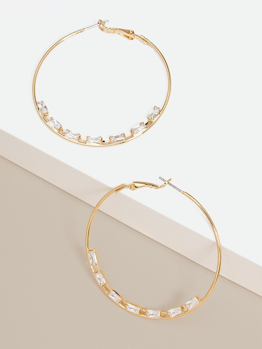 Sophie Crystal Embellished Hoops Earring | ZENZII