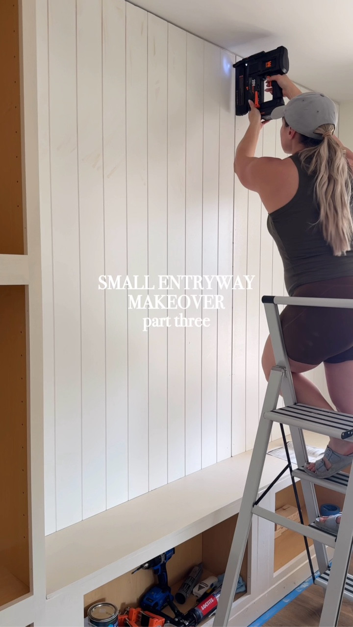 Part Three of the entryway makeover ✨

I MADE CUSTOM BUILT-IN CABINETS 😱 I decided to utilize this space versus just doing an entryway bench or table. Now everything will look clean(er) especially when I’m about to have a little kiddo running around. The goal is clean, elevated, some coastal and some cottage feels.

The paint I used for the cabinets is Cream In My Coffee by @sherwinwilliams 
The color I’m using for my wall color and shiplap panels (not shown in video) is Shell White and I kid you not, it adds SO much creaminess to the space. I’ll show it in Part Four: the reveal!

Need links to anything I used? Comment SHOP and I’ll send you the link! 🔗 

#entrywaymakeover #smallentryway #frontdoordecor #diymakeover #homeinspo