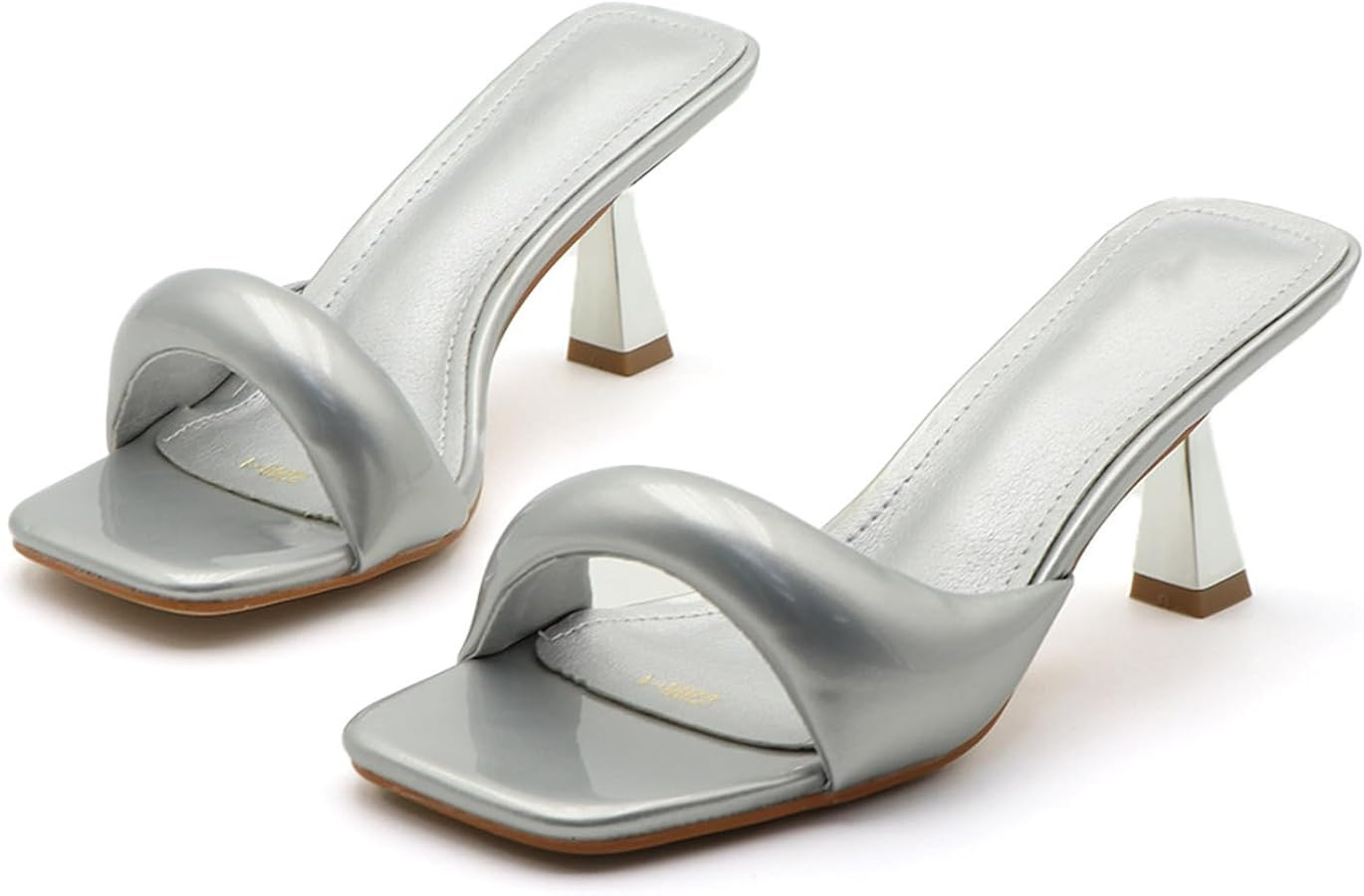 Women's Patent Leather One-Strap Low-Heeled Slip-On Fashion Sandals Sexy Square Open Toe Comforta... | Amazon (US)