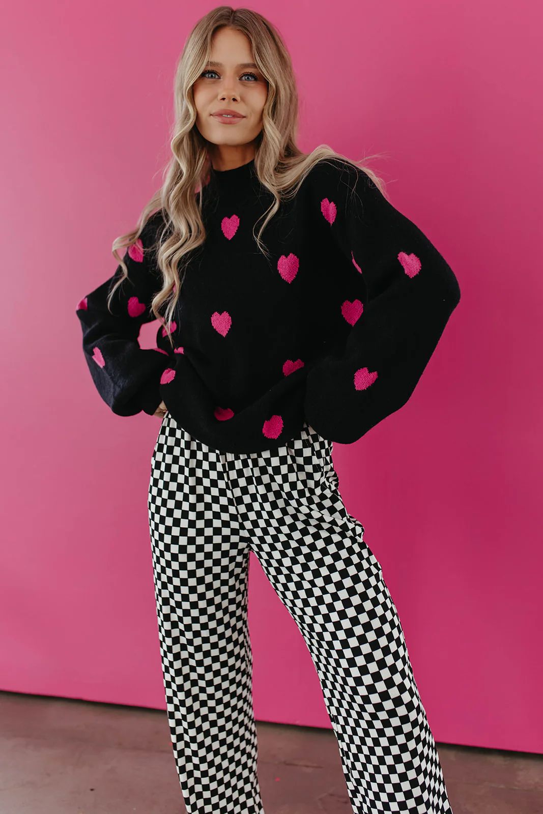 THE ALL OVER HEART SWEATER IN BLACK | Pink Desert