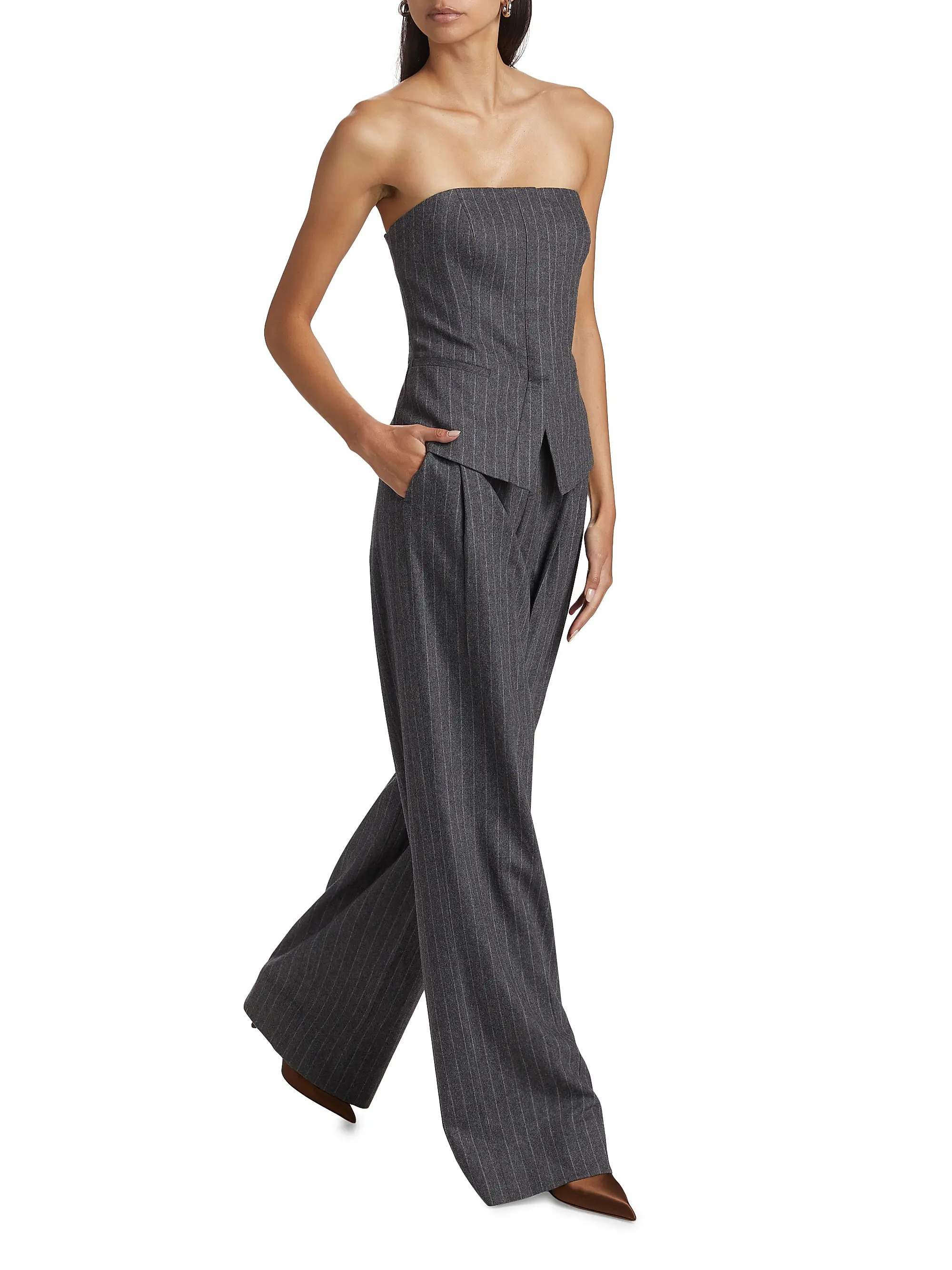 Shop A.L.C. Charles Pinstriped Wool-Blend Wide-Leg Pants | Saks Fifth Avenue | Saks Fifth Avenue