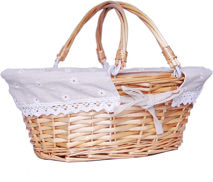 Oypeip Wicker Basket Gift Baskets Empty Oval Willow Woven Picnic Basket Cheap Easter Candy Basket... | Amazon (US)