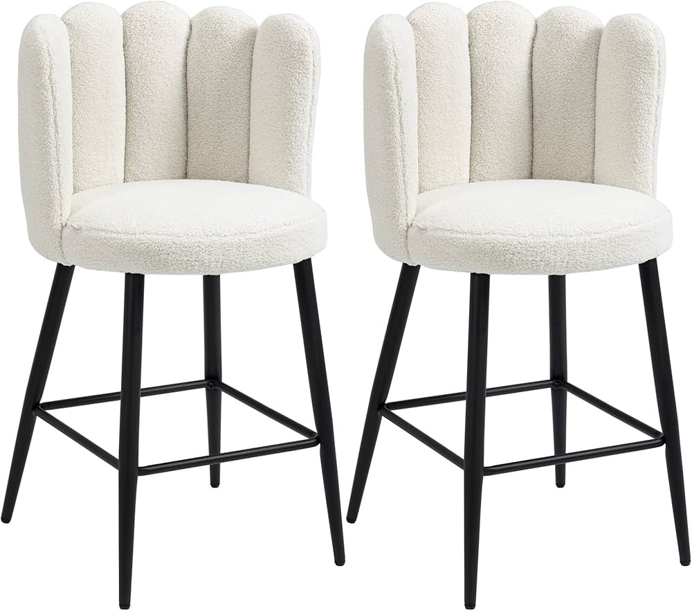 HOMCOM Modern Bar Stools Set of 2, Faux Cashmere Upholstered Counter Height Barstools, Bar Chairs... | Amazon (CA)