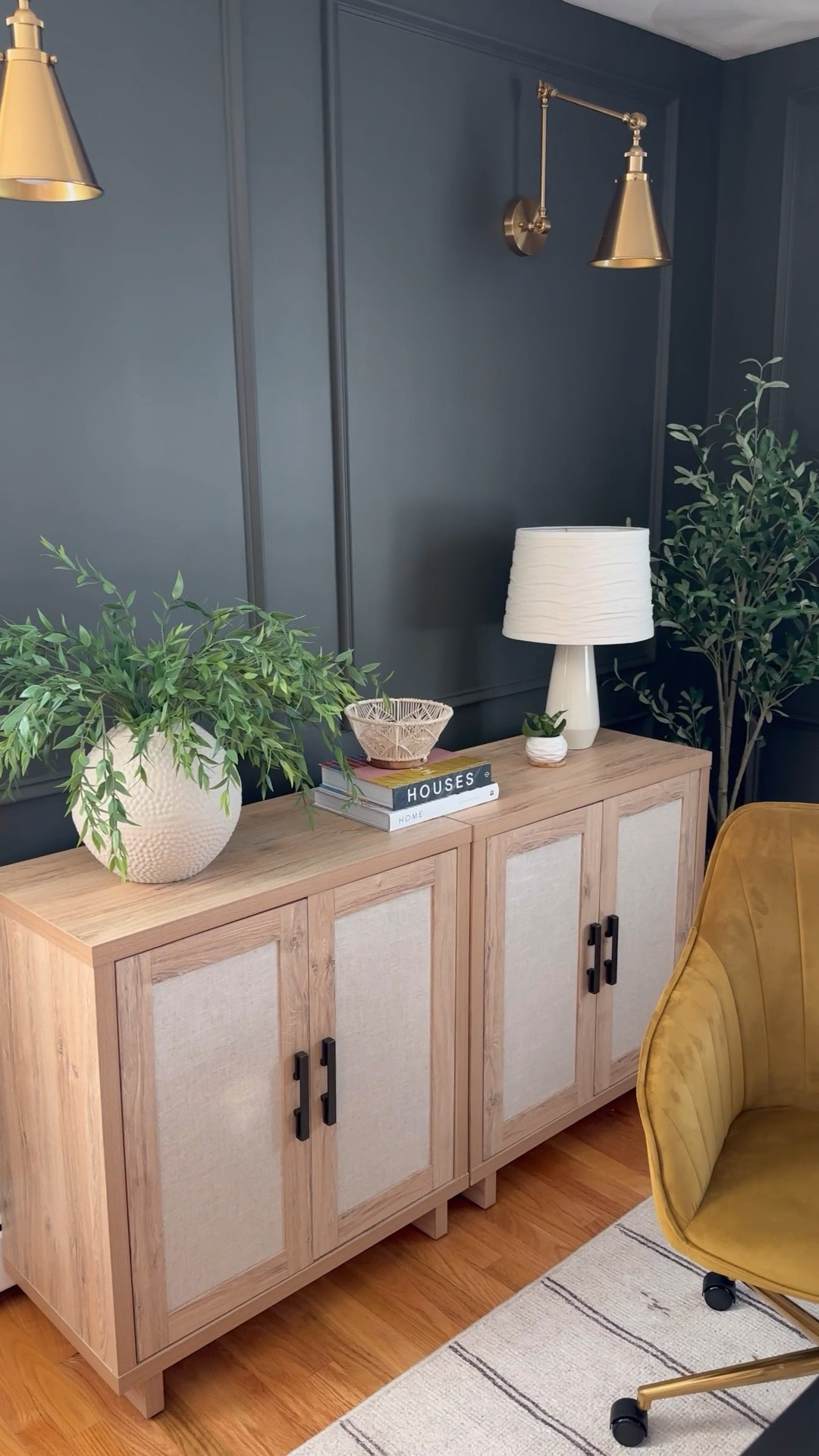 Check out the links below to shop my office!   It is so pretty to coordinate lighter wood tones with the darker accent wall…I am loving this look!   

#LTKhome #LTKVideo #LTKstyletip