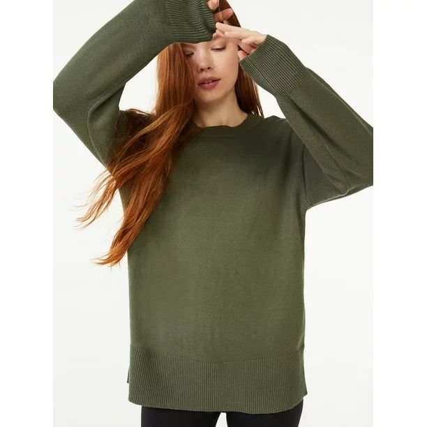 Free Assembly Women's Crewneck Tunic Sweater with Long Sleeves - Walmart.com | Walmart (US)