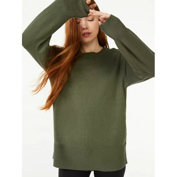 Free Assembly Women's Crewneck Tunic Sweater with Long Sleeves - Walmart.com | Walmart (US)