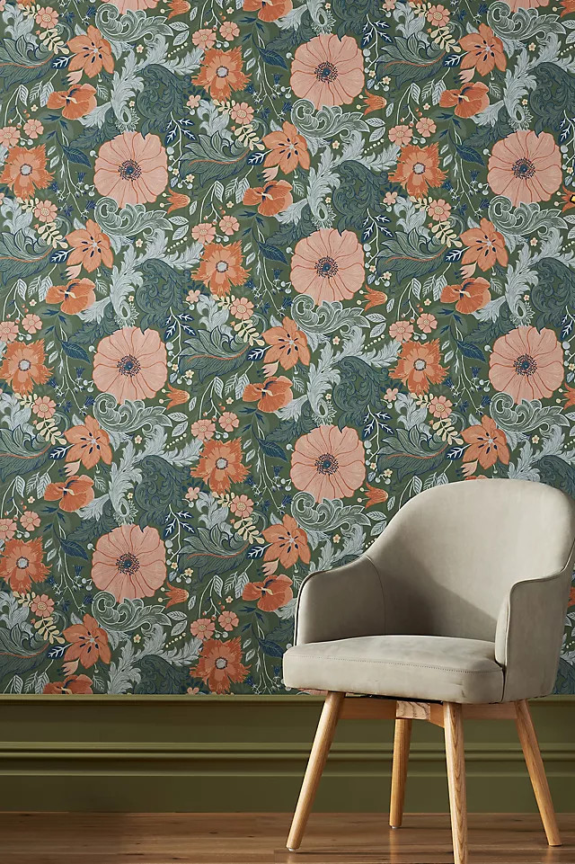 Victoria Floral Nouveau Wallpaper | Anthropologie (US)