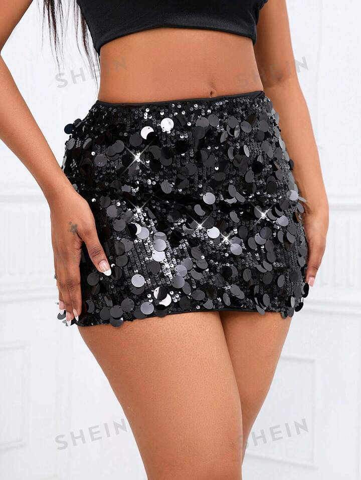 SHEIN Slayr Sequin Mini Bodycon Skirt | SHEIN