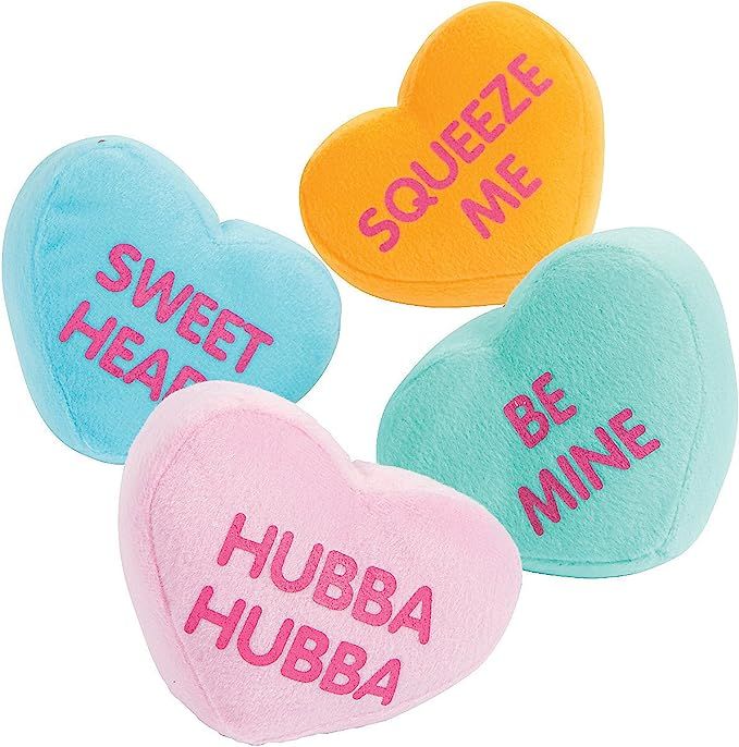 Plush Conversation Hearts - Set of 12 Stuffed Valetines Day Toys - 4 Inch Candy Stuffed Animals | Amazon (US)