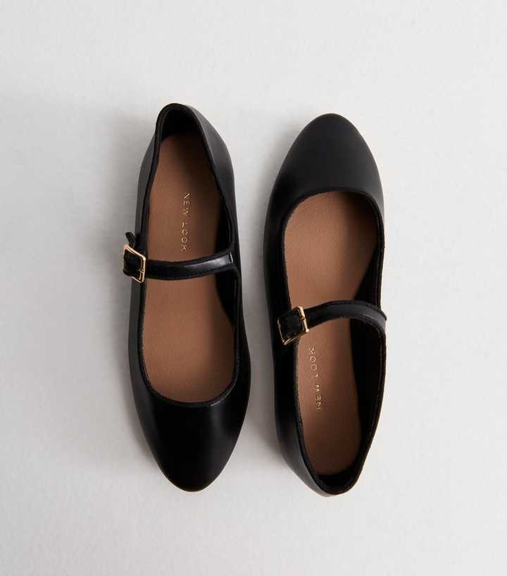 Black Leather-Look Strappy Ballerina Pumps
						
						Add to Saved Items
						Remove from Save... | New Look (UK)
