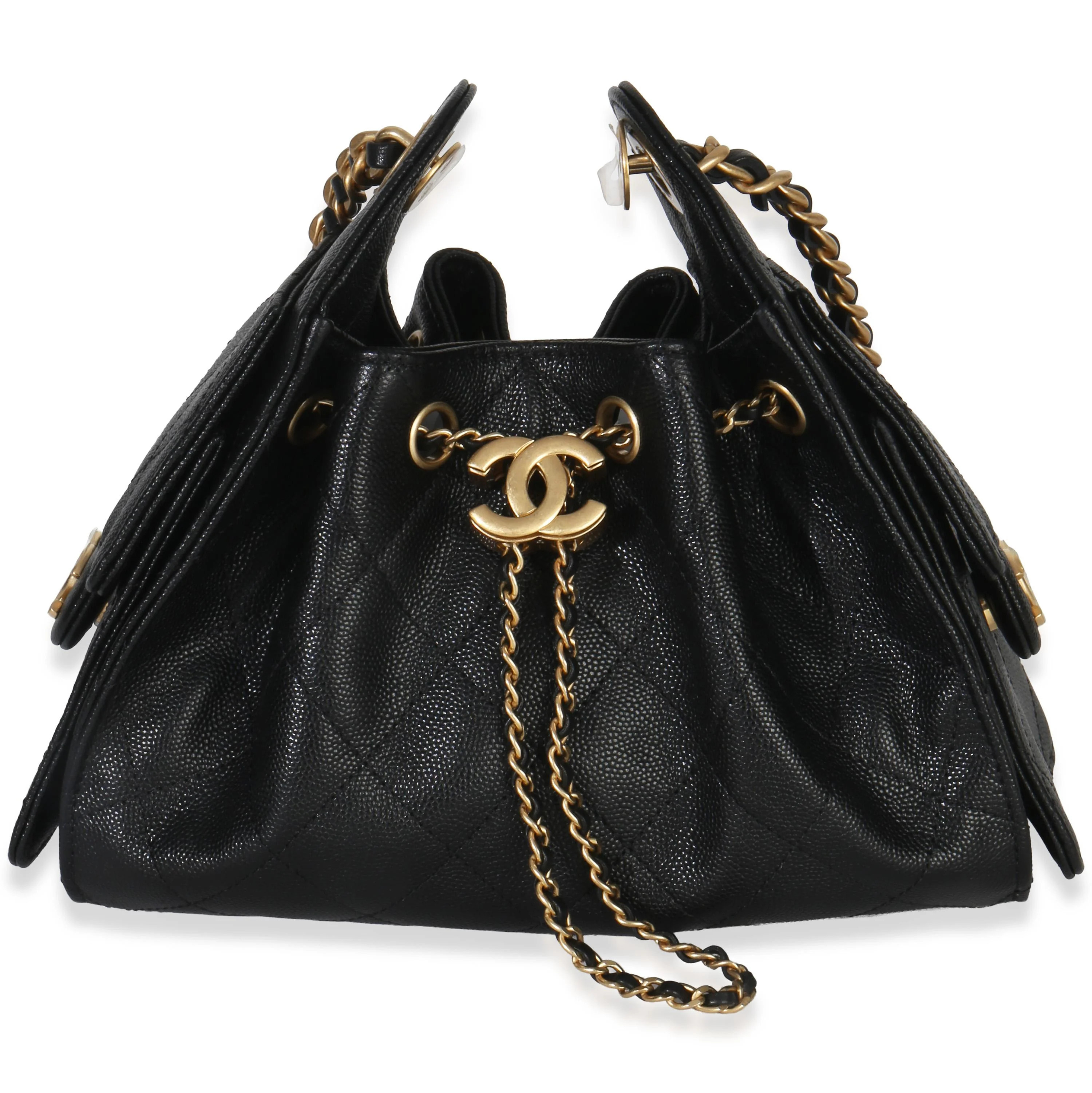 Chanel Black Quilted Caviar Mini Chanel 25 Hobo 26P | Italist.com US