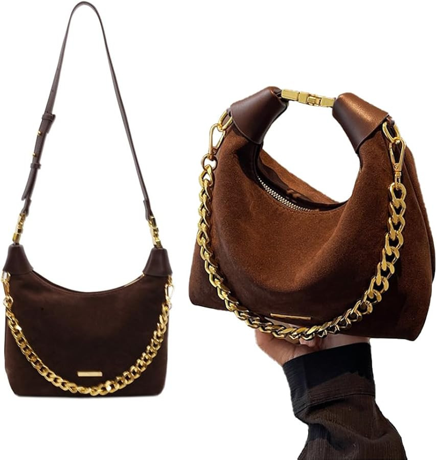 Women’s Mini Crossbody Bag，Soft Suede Shoulder Purse, Detachable Adjustable Strap, Stylish Sm... | Amazon (US)