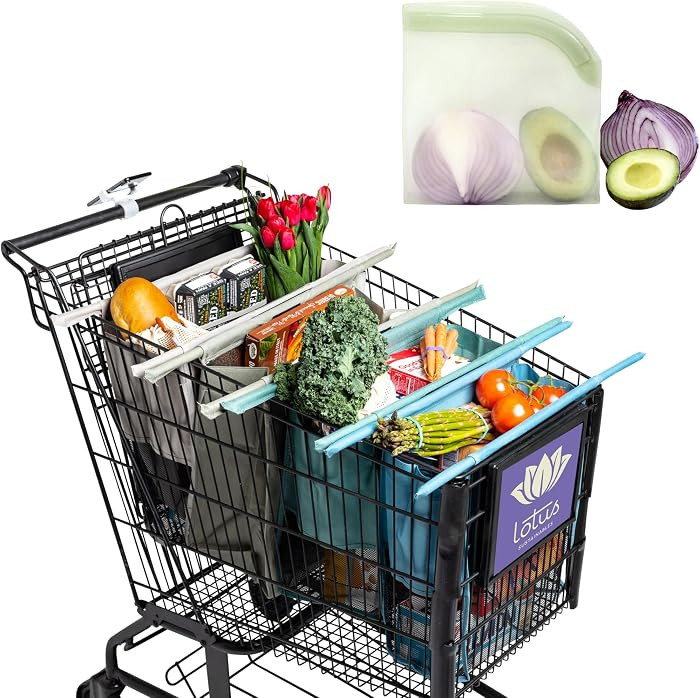 Bundle Reusable Shopping Bag (Set of 4 Standard Size) Grocery Bags with Insulated Cooler & Egg/Wi... | Amazon (US)