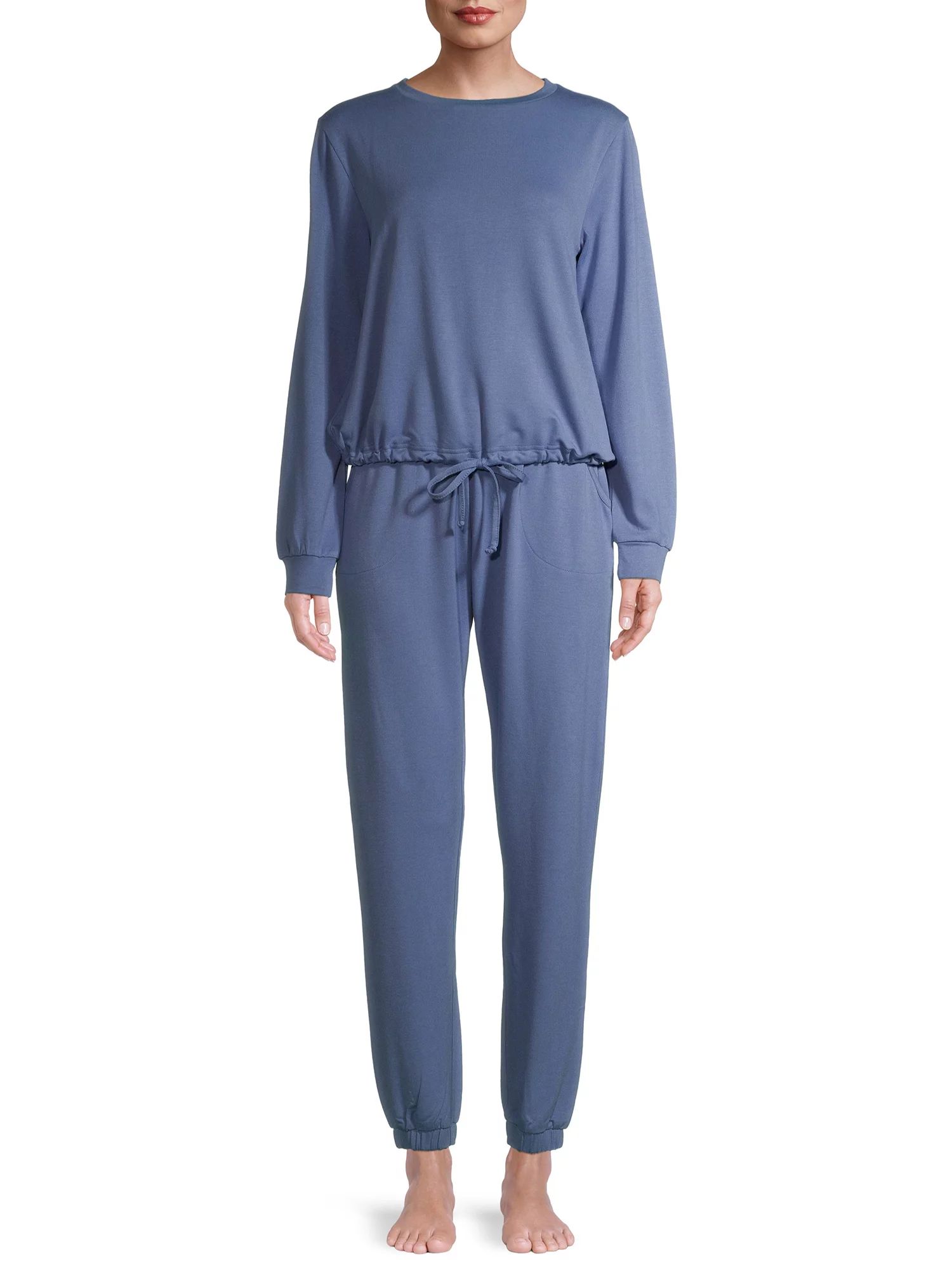 Lissome Women's and Women's Plus L/S French Terry 2-Piece PJ Set - Walmart.com | Walmart (US)