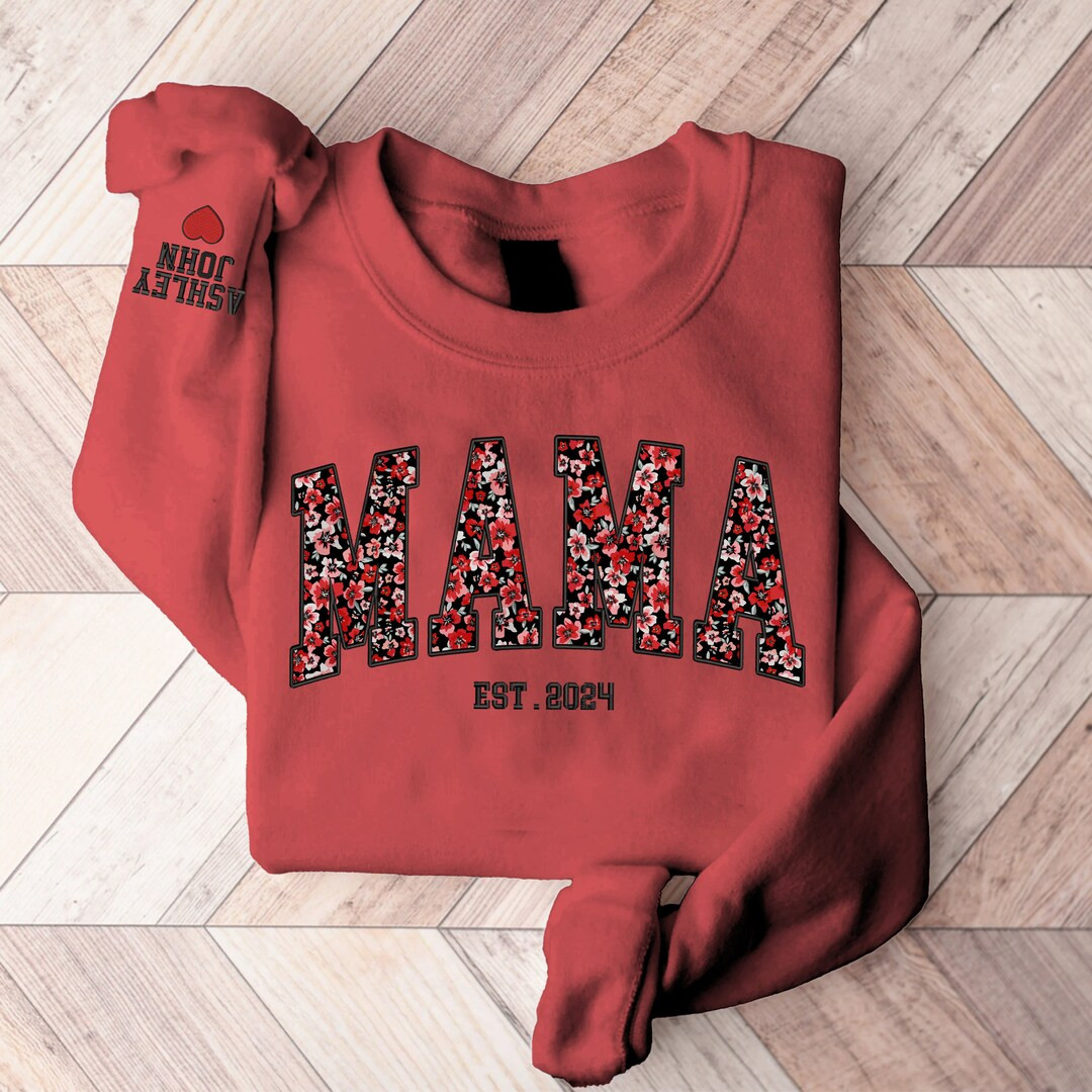 Embroidered Floral Mama Sweatshirt, Mama Crewneck, Mom Gift, Embroidered Sweatshirt, Custom Sweat... | Etsy (US)