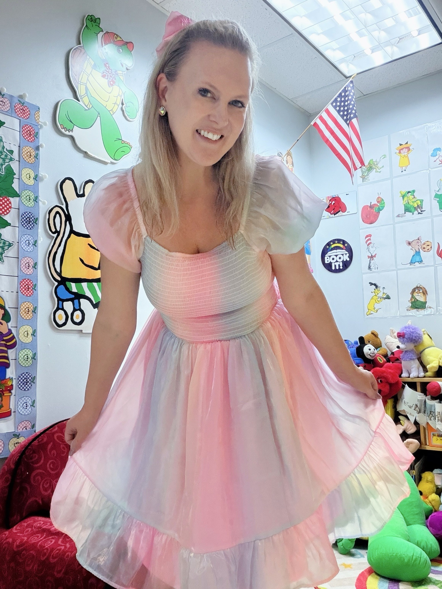 Rainbow tulle dress
