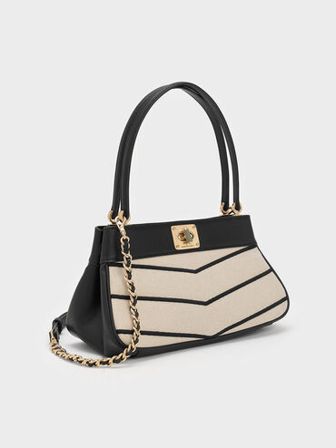 Multicoloured Eleni Canvas Chevron Shoulder Bag | CHARLES & KEITH | Charles & Keith US