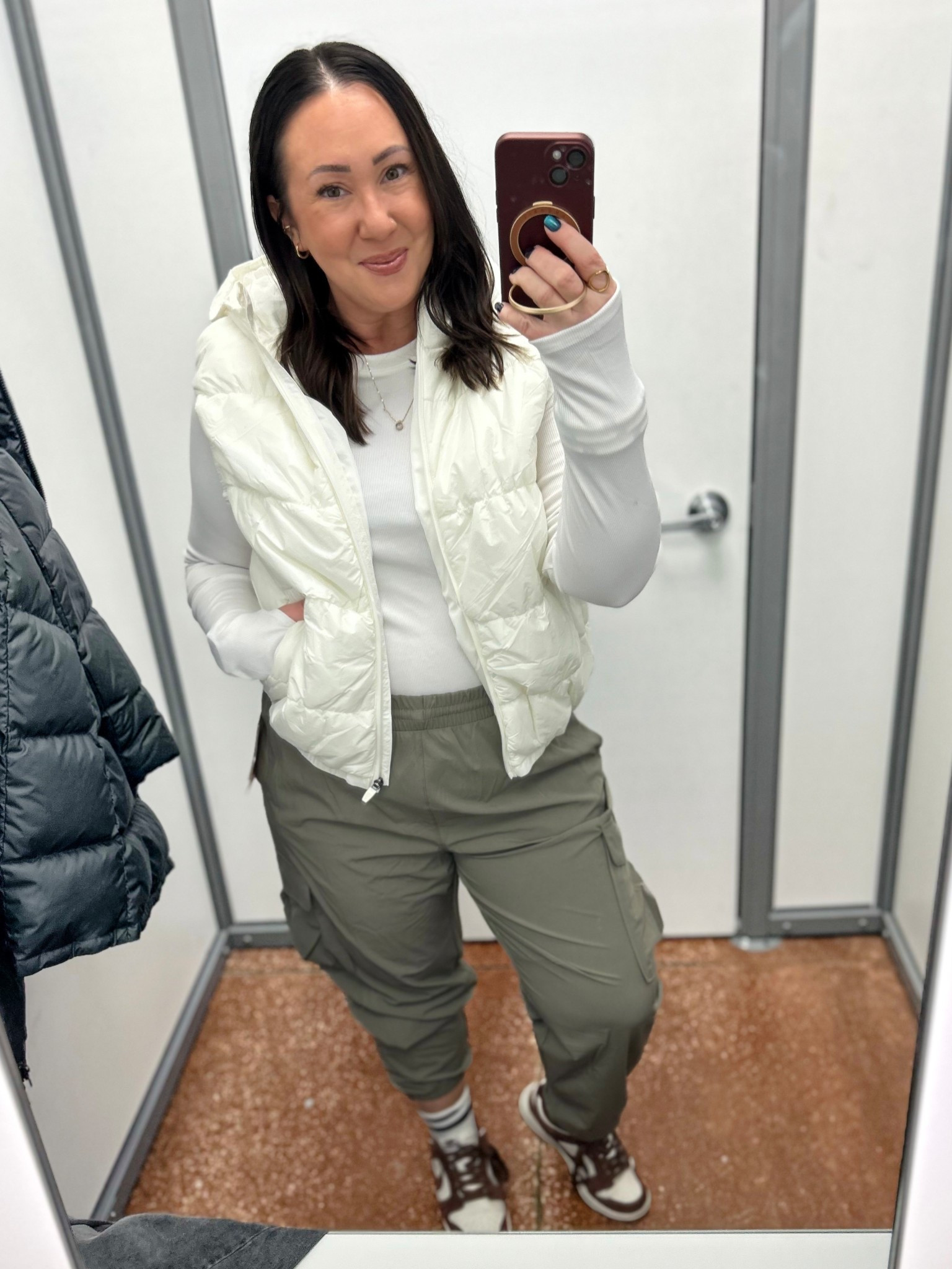 @walmart athletic finds! Large puffer vest. A personal fave. XL ribbed athletic tee. XL cargo joggers for a looser fit. @nike dunks run true to size  

#LTKOver40 #LTKFindsUnder50 #LTKActive