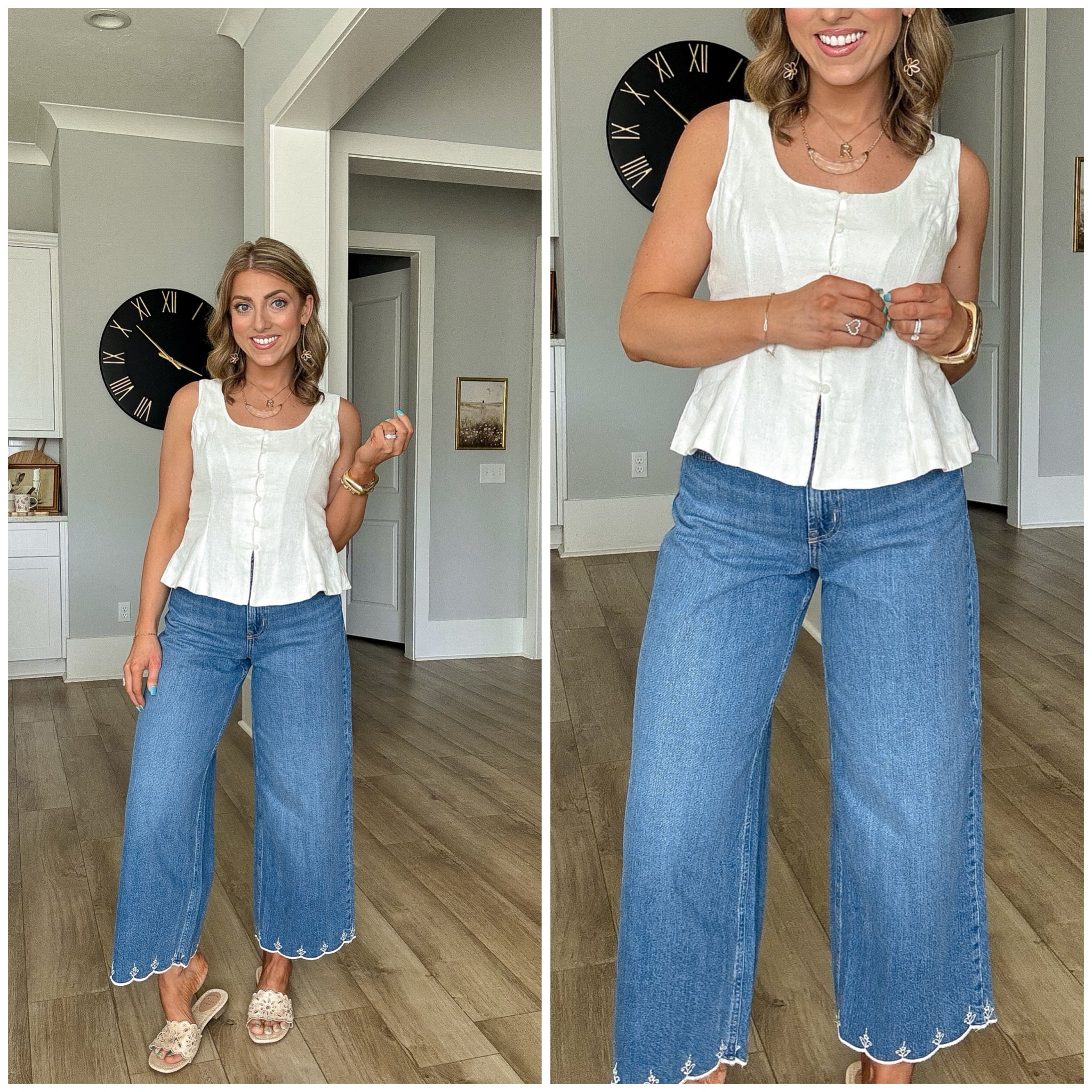 This outfit is such a good elevated casual moment 🤍 the peplum top is super flattering with the tie-back detail and these wide leg jeans with the scallop hem are EVERYTHING. The perfect mix of trendy + wearable and both pieces are on sale 🙌 vest on sale for $19, jeans on sale for $29

#oldnavydenim #widelegjeans #peplumtop #springdenim #casualchic #affordablefashion #everydayoutfit #momstyle #denimlook #springstyle #outfitinspo #salealert


#LTKPetite #LTKootd #LTKSaleAlert