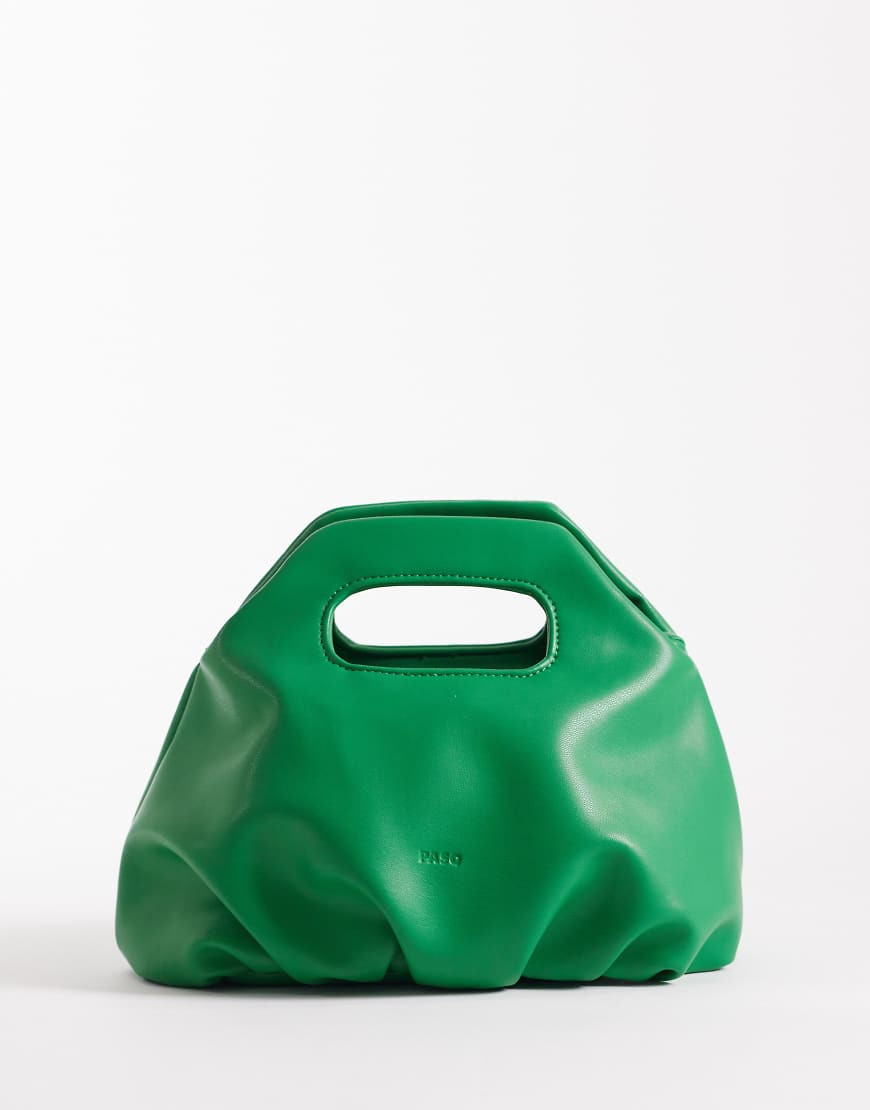 PASQ rouched soft grab bag with crossbody strap green | ASOS (Global)