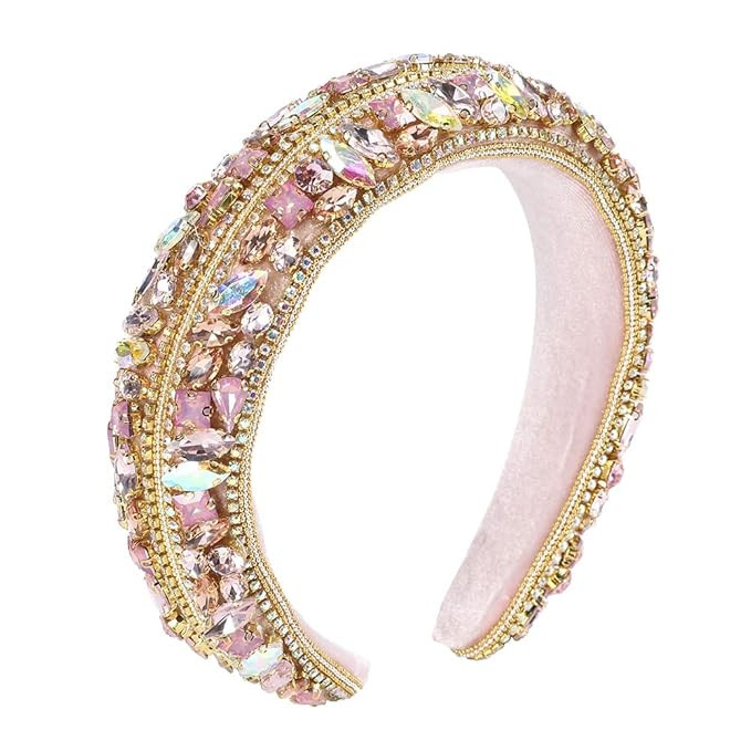 HAIMEIKANG Velvet Padded Rhinestone Headband Baroque Crystal Hairband Jeweled Headbands for Women... | Amazon (US)