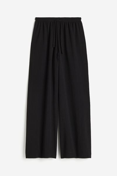 Wide pull-on trousers - High waist - Long - Brown - Ladies | H&M GB | H&M (UK, MY, IN, SG, PH, TW, HK)