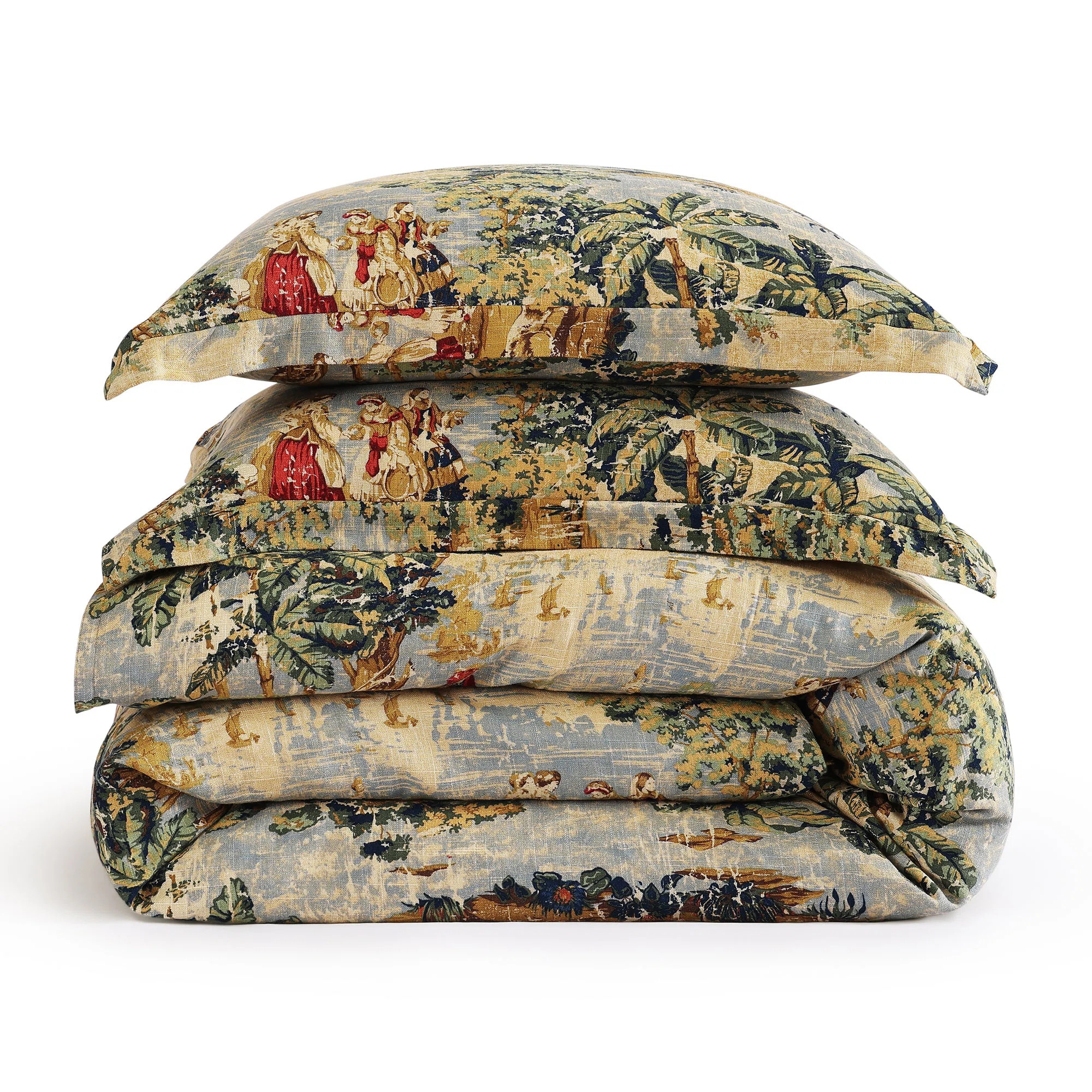 HiEnd Accents Provence Washed Linen Gold Yellow Victorian Print Shabby Elegance Comforter Set wit... | Wayfair North America