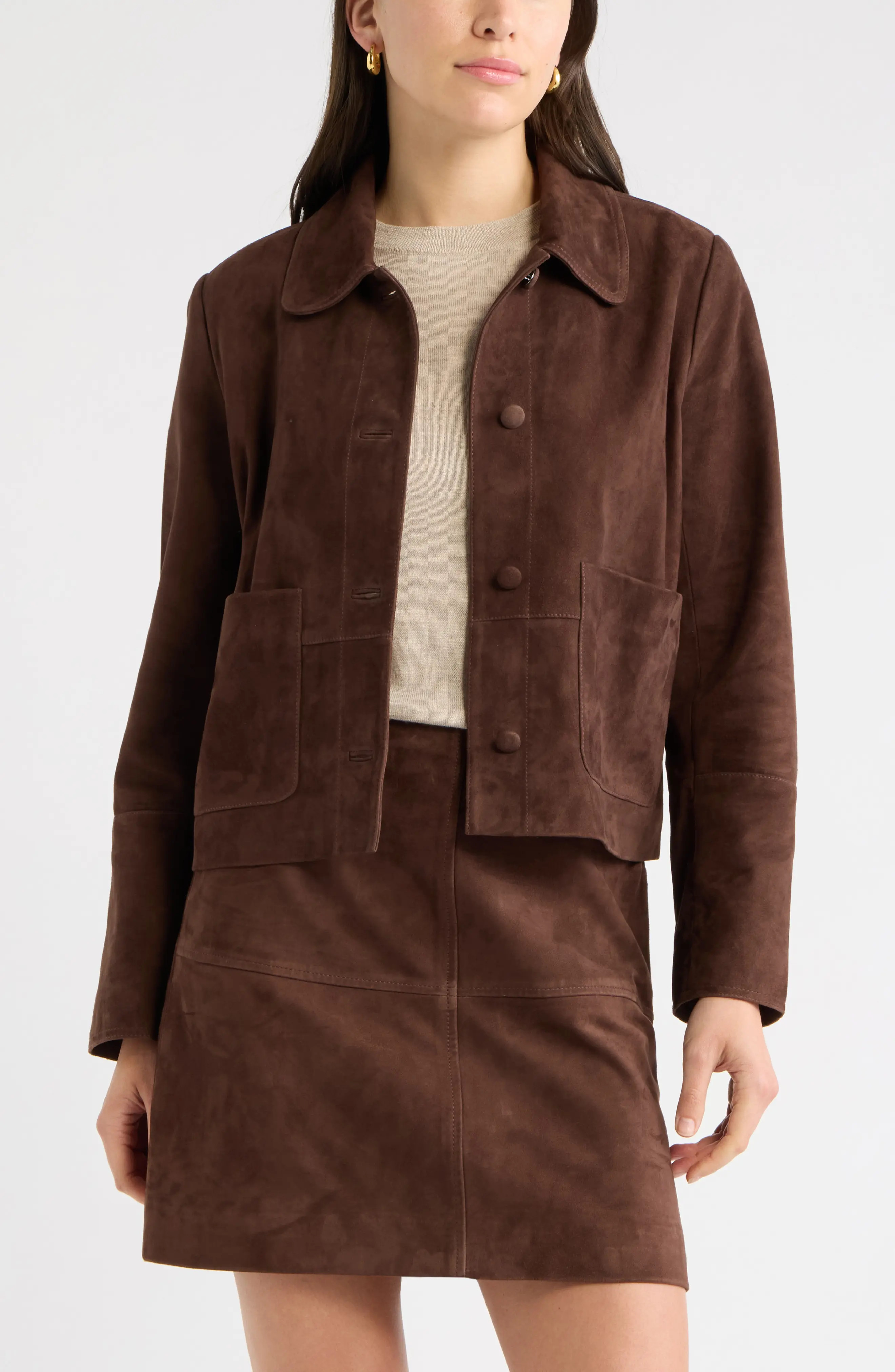 Caslon\u00ae Suede Leather Jacket (Women) | Nordstrom | Nordstrom
