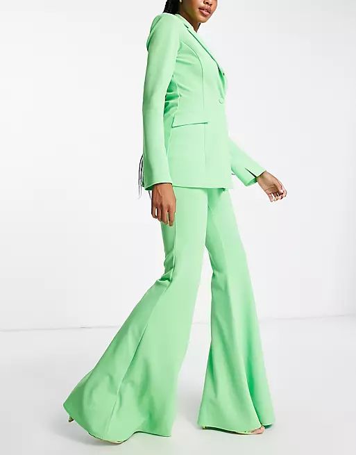 ASOS DESIGN Tall jersey super flare suit pants in summer green | ASOS (Global)