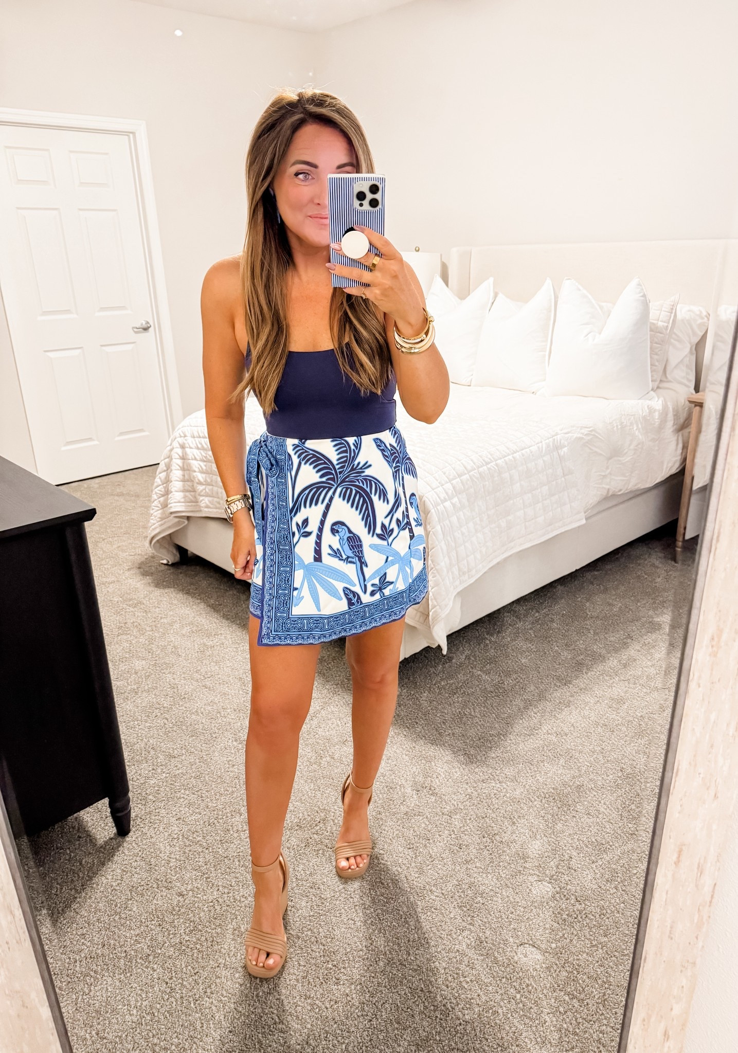 Top / Skirt - M (tts) 
5’2” 140 lbs 
—
Amazon outfit | Amazon look | Vacation outfit | Summer vacation | Summer style | Resort casual | Summer skirt | Tropical attire | Blue and white | European vacation 

#LTKgrwm #LTKSwim #LTKSeasonal