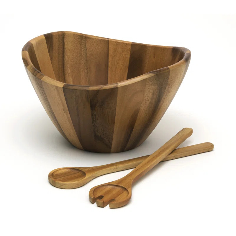 Cobbtown 3 Piece Acacia Wave Salad Bowl Set | Wayfair North America