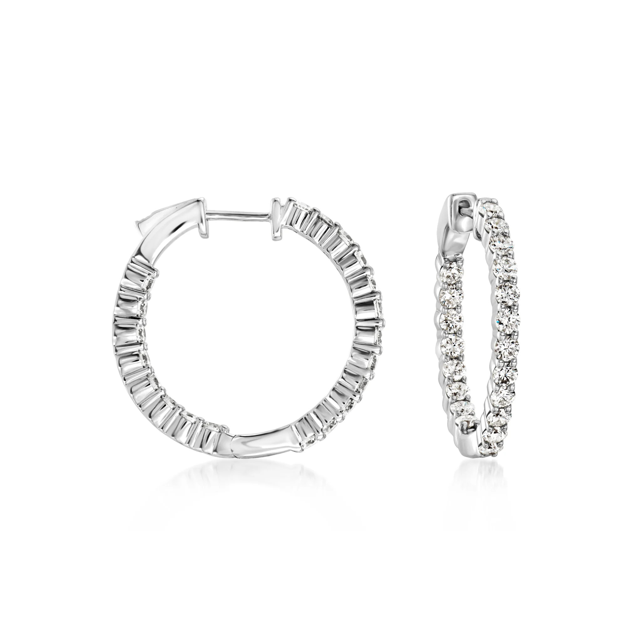 2.00 ct. t.w. Lab-Grown Diamond Inside-Outside Hoop Earrings in Sterling Silver. 1" | Ross-Simons