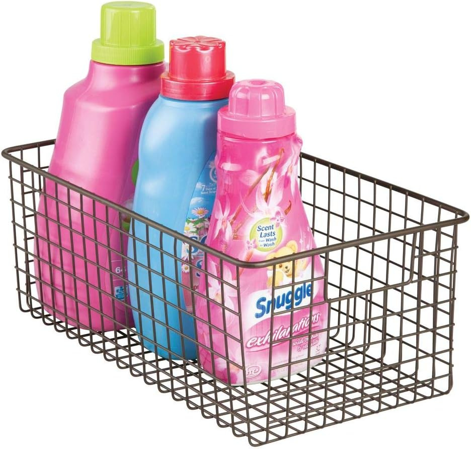 mDesign Household Deep Metal Wire Storage Organizer Bin Basket, Built-in Handles - Laundry Room, ... | Amazon (US)
