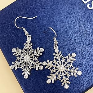 SELOVO Clear Cubic Zirconia Fishhoop Snowflake Earring Hook Dangle Drop Earrings for Woman for Ch... | Amazon (US)