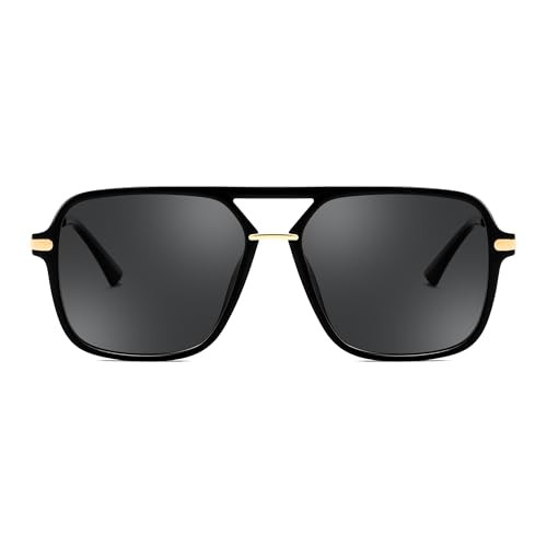 FEISEDY Retro Square Aviator Sunglasses for Women & Men, Polarized Lens, Classic Double Bridge Frame Shades B4195 | Amazon (US)