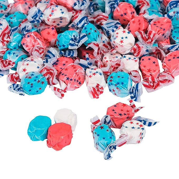 Fun Express Patriotic Red White and Blue Salt Water Taffy Candy Bulk - Individually Wrapped 1.5 P... | Amazon (US)