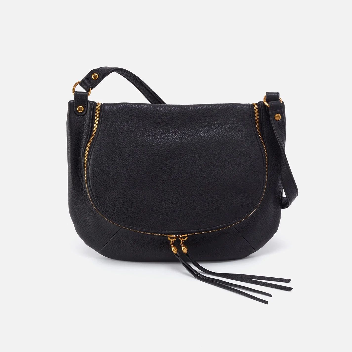 Fern Medium Shoulder Bag in Pebbled Leather - Black | HOBO Bags