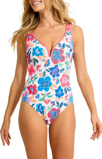 Tommy Bahama Tropi Flora Reversible UPF 50+ One-Piece Swimsuit | Nordstrom | Nordstrom