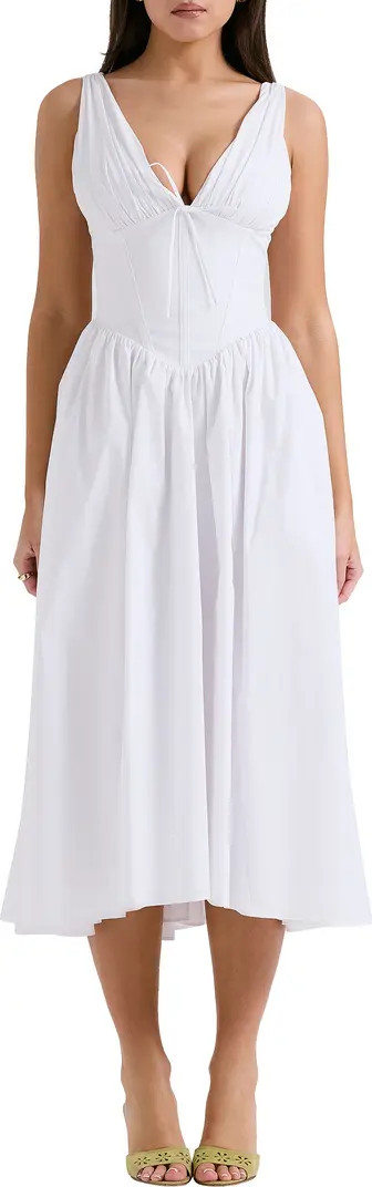 Emmelina Sleeveless Stretch Poplin Midi Dress | Nordstrom