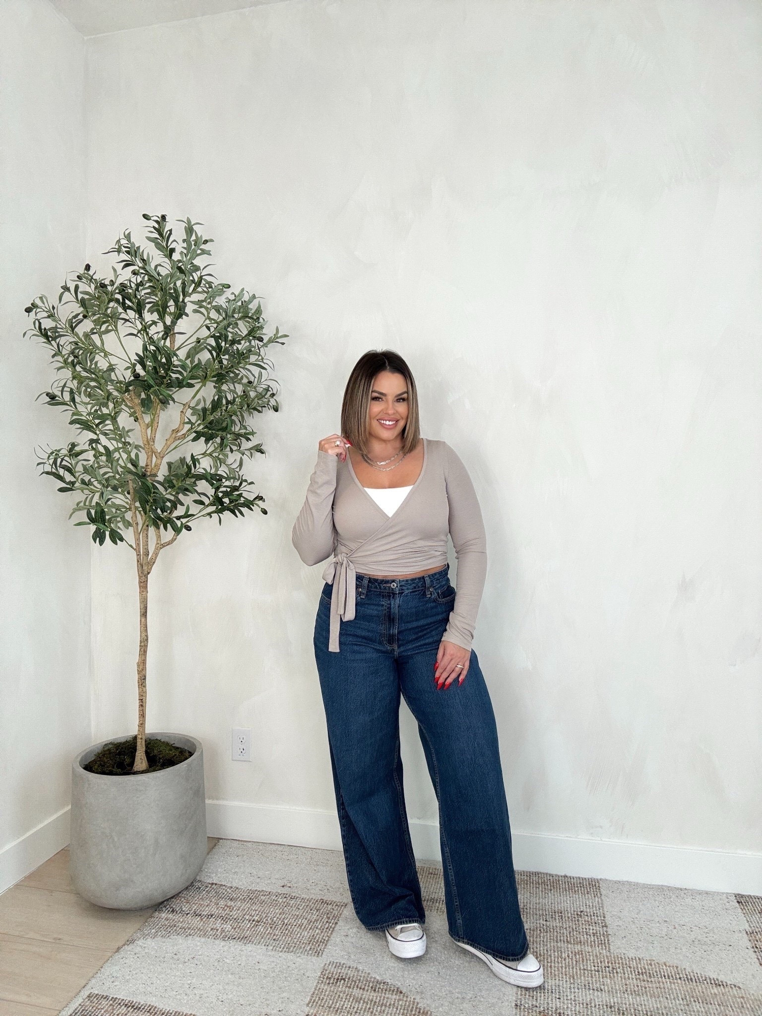 Tank L 
Wrap top xl 
Jeans 32L I LOVE THESE JEANS ! If you get any of the Abercrombie jeans make sure to get these ones ! I have them in like 4 washes. 

Converse are older color I don’t think they are in stock sorry. 


Follow my LTK @shaynaslife on the @shop.LTK app to view this post and get my exclusive app-only content!

#liketkit 
@shop.ltk
https://liketk.it/5PBas

#LTKootd #LTKSaleAlert #LTKMidsize