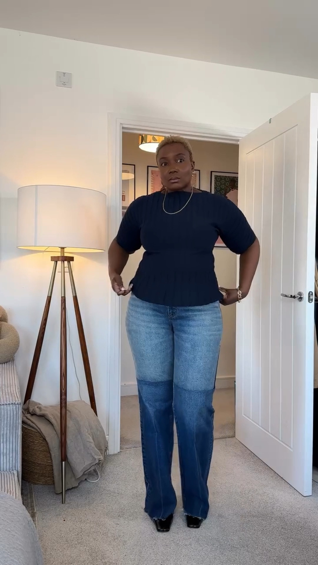 Spring outfit inspiration- Currently transforming myself from an avid baggy Jean lover to a straight legs Jean kinda girl and I love the details of this one. This is my styling option while it’s still cold, but I can’t wait to style this with a white shirt.

#size16style #straightlegjeans #midsizecollective #midsizeootd #curvyoutfit 

Comment link to get the outfit details in to your  dm. Also make sure you are following me on my LTK