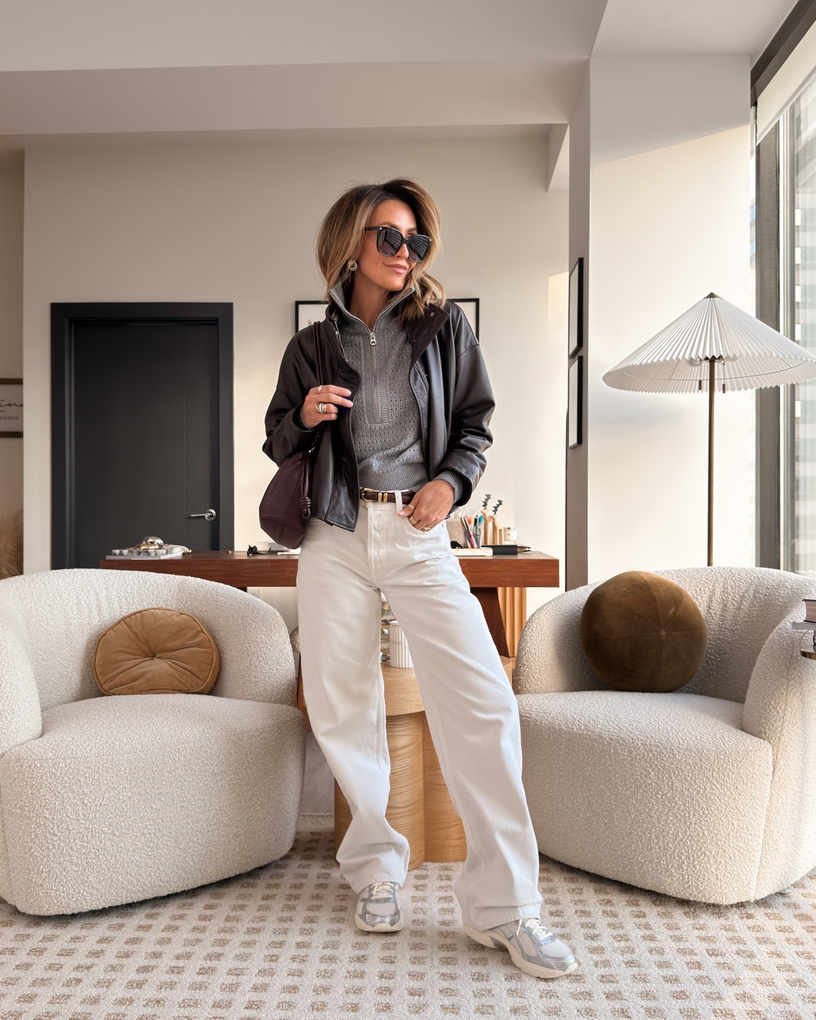 Grey and burgundy color blocking in this jeans outfit - size 25 on jeans and small on jacket! 

#LTKootd #LTKSeasonal #LTKOver40